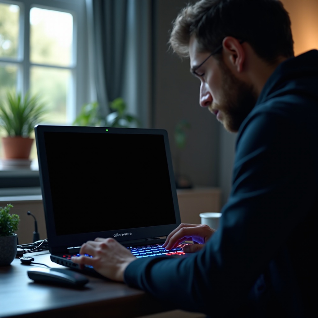 l'écran de l'ordinateur portable Alienware devient noir mais continue de fonctionner
