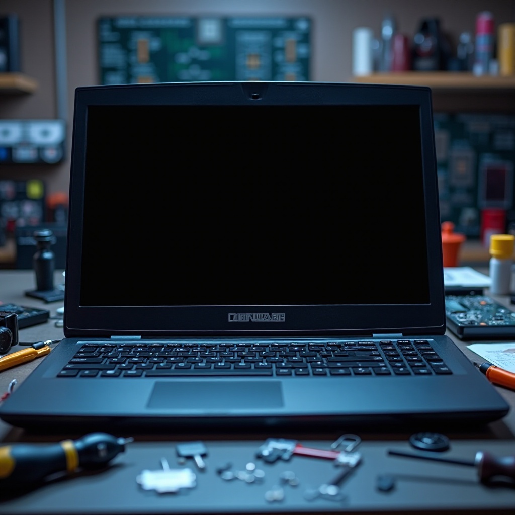 a tela do laptop Alienware fica preta mas continua funcionando