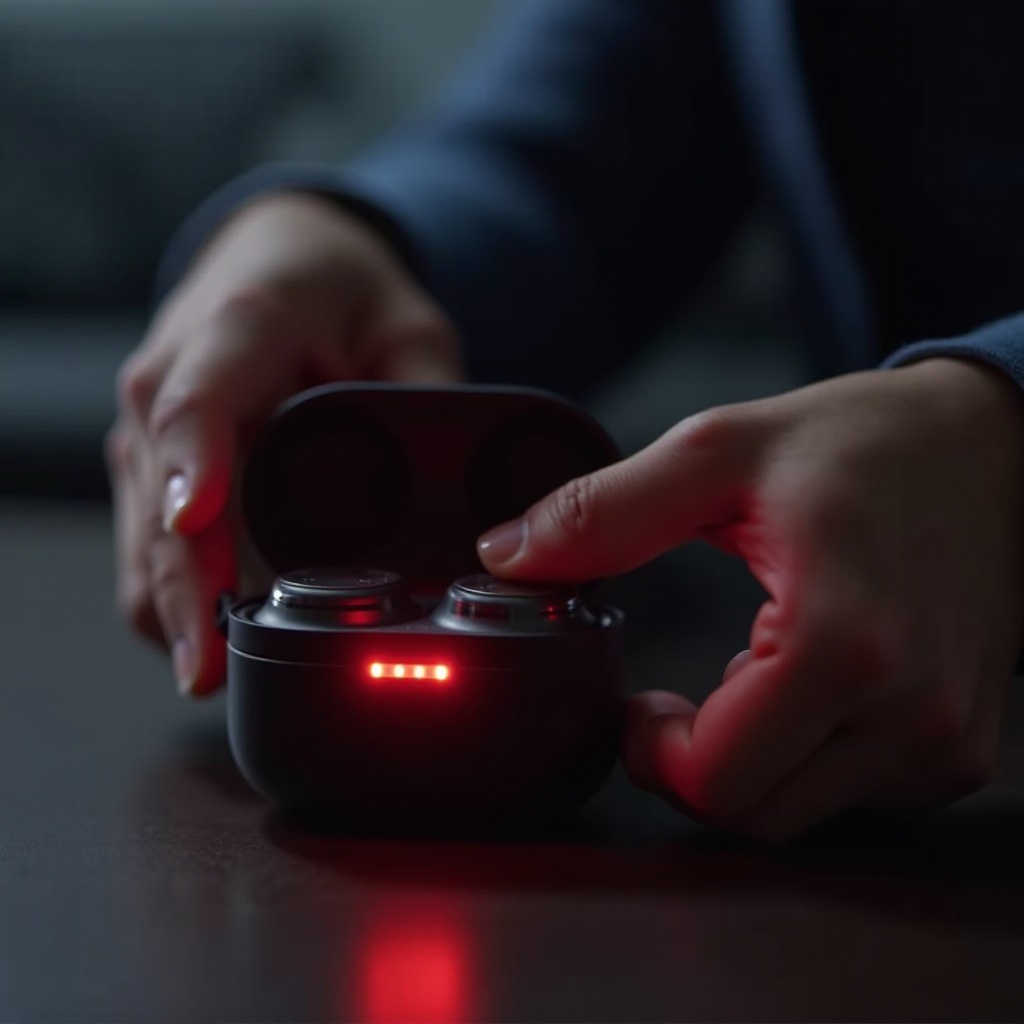 el estuche de los auriculares parpadea en rojo al cargar