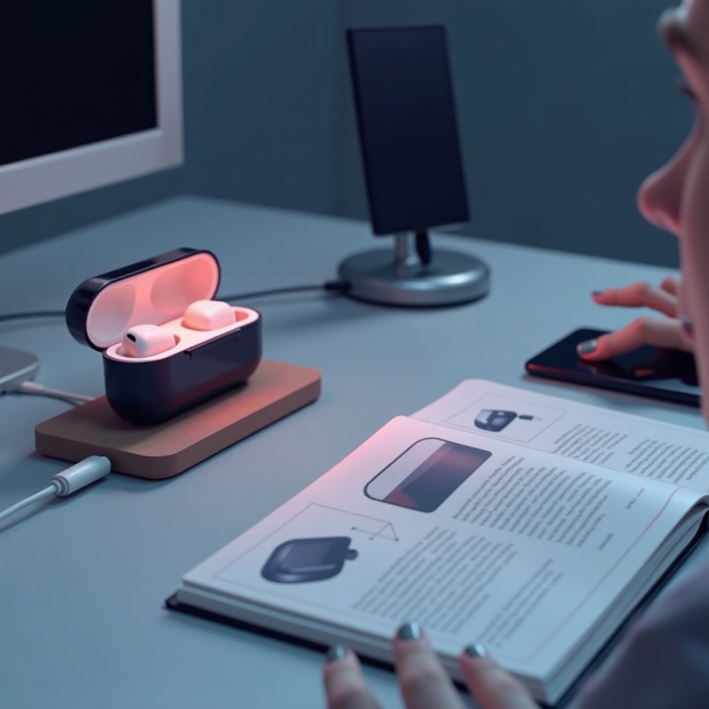 estojo dos auriculares piscando em vermelho ao carregar