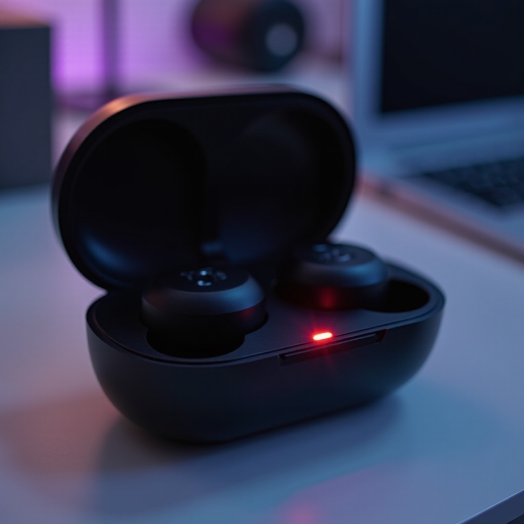 el estuche de los auriculares parpadea en rojo al cargar